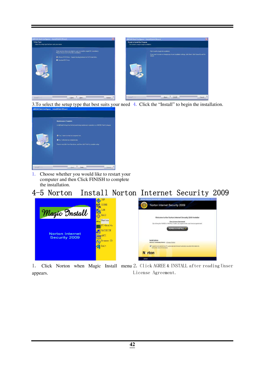 Intel X58, ICH10R user manual Norton Install Norton Internet Security 