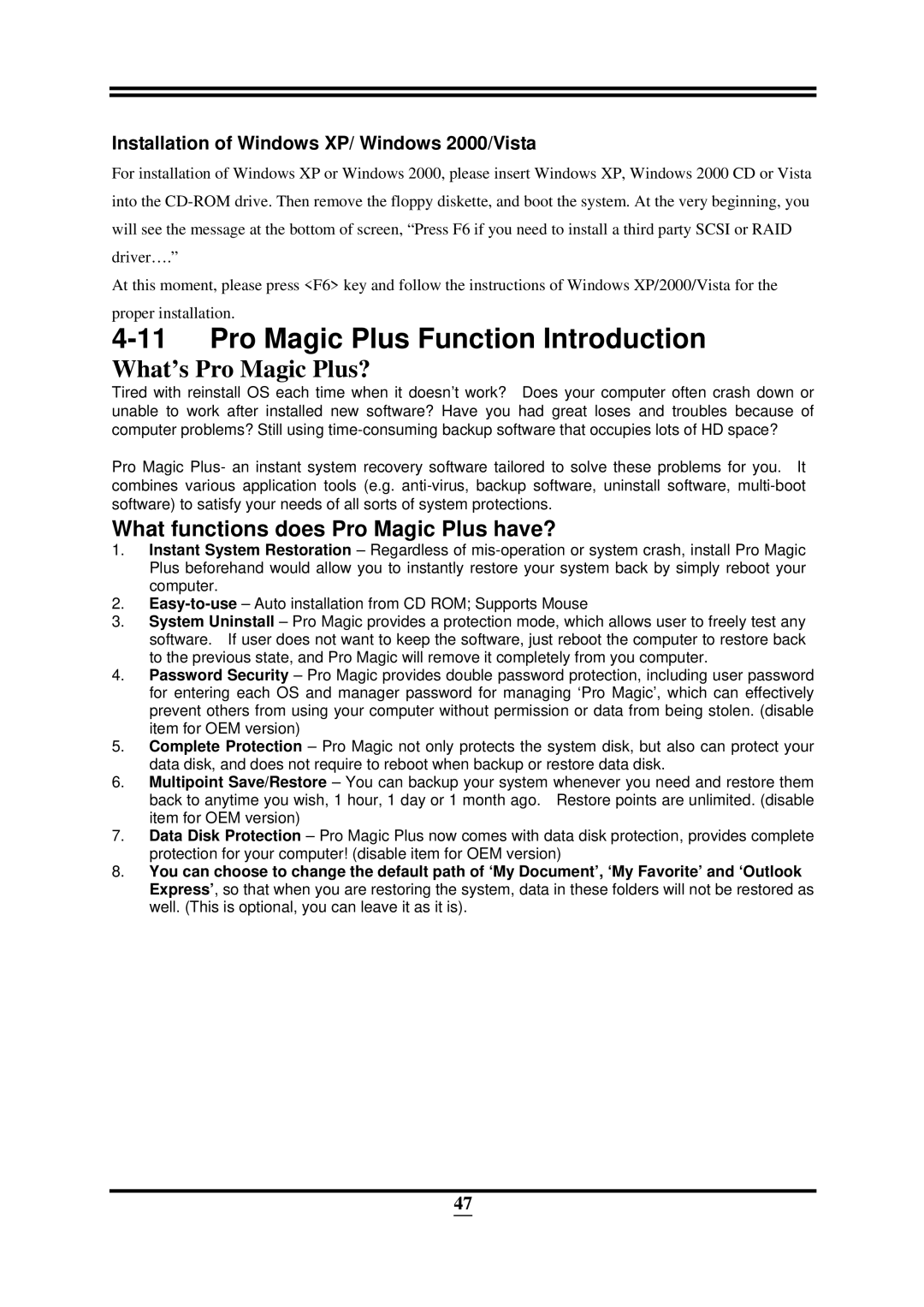 Intel ICH10R, X58 user manual Pro Magic Plus Function Introduction 