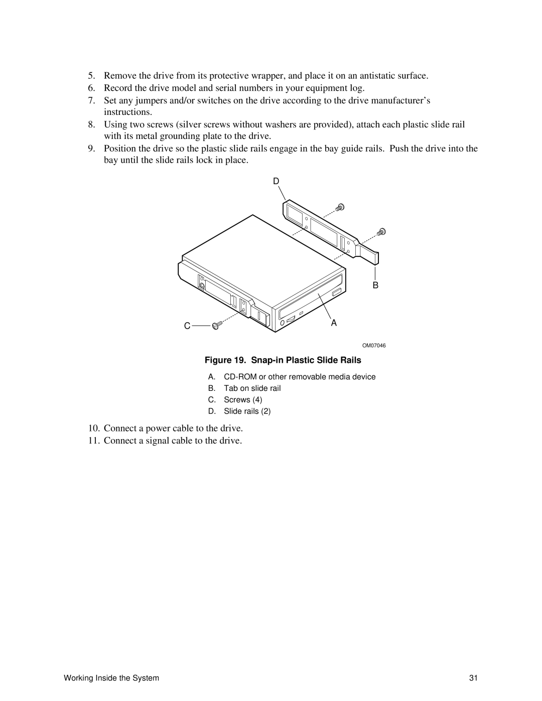 Intel II manual Snap-in Plastic Slide Rails 