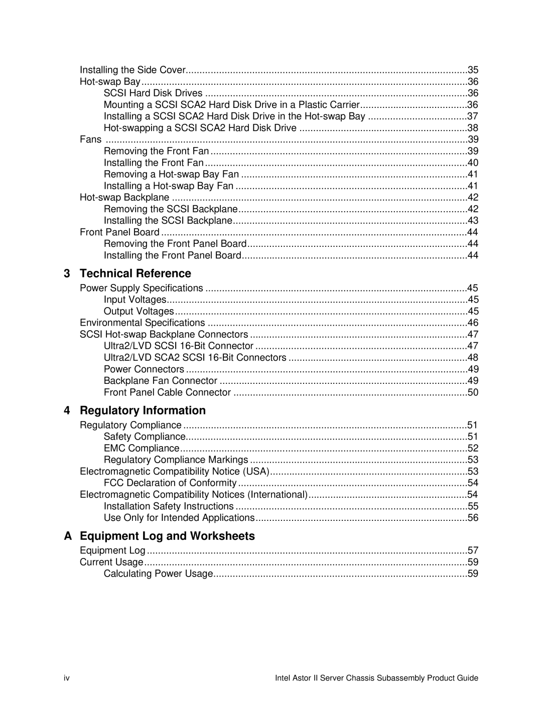 Intel II manual Technical Reference, Regulatory Information, Equipment Log and Worksheets 