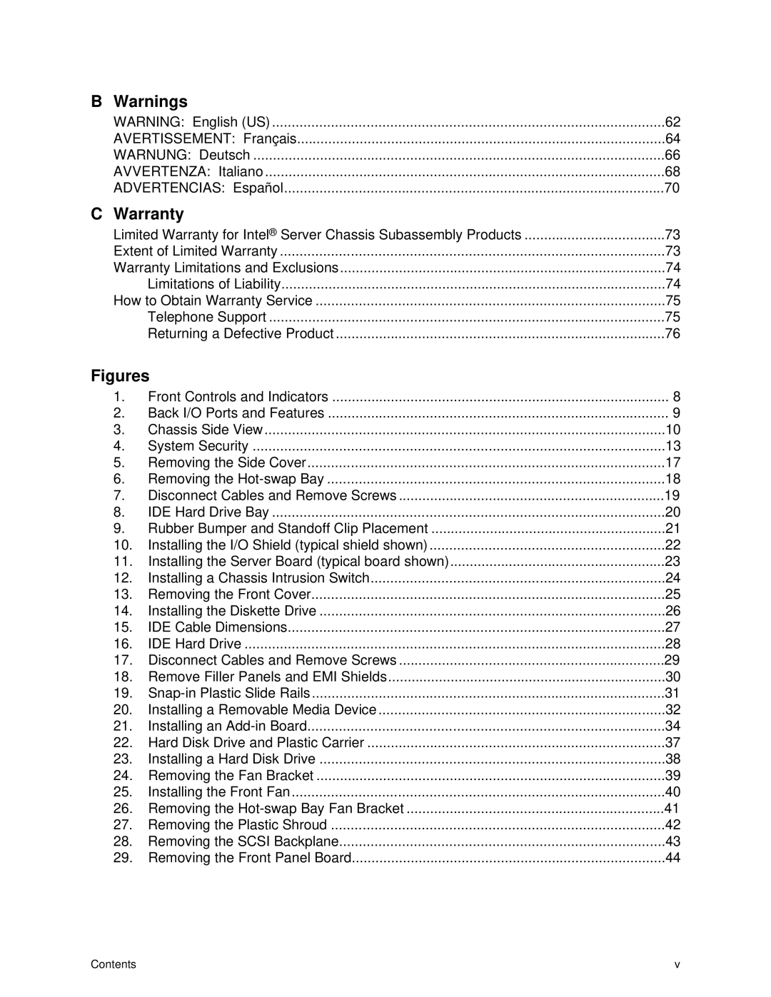 Intel II manual Warranty, Figures 