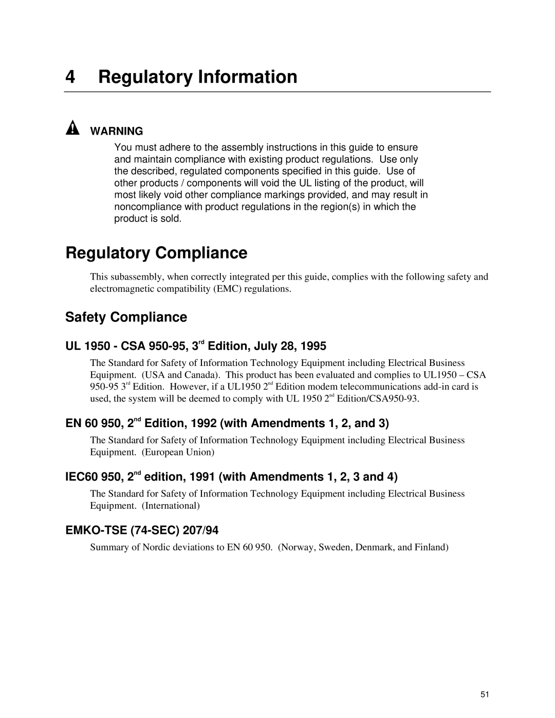 Intel II manual Regulatory Compliance, Safety Compliance 