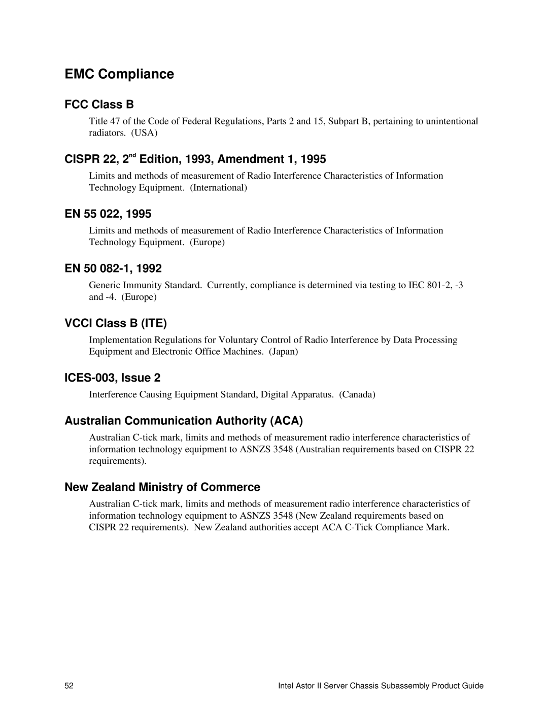 Intel II manual EMC Compliance 