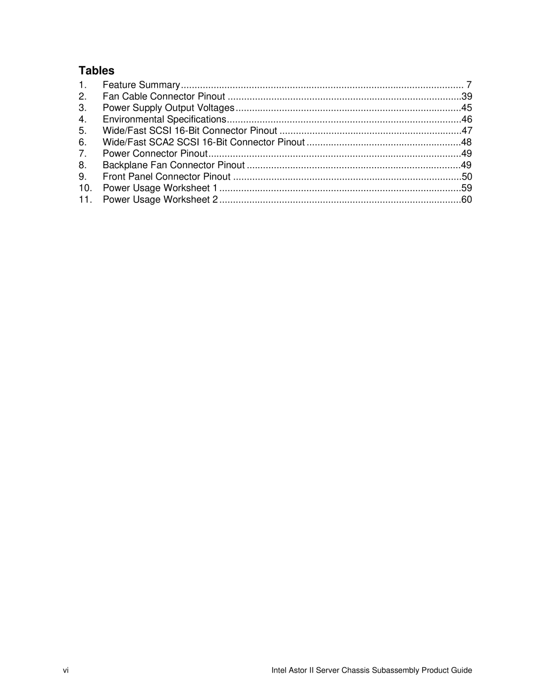 Intel II manual Tables 