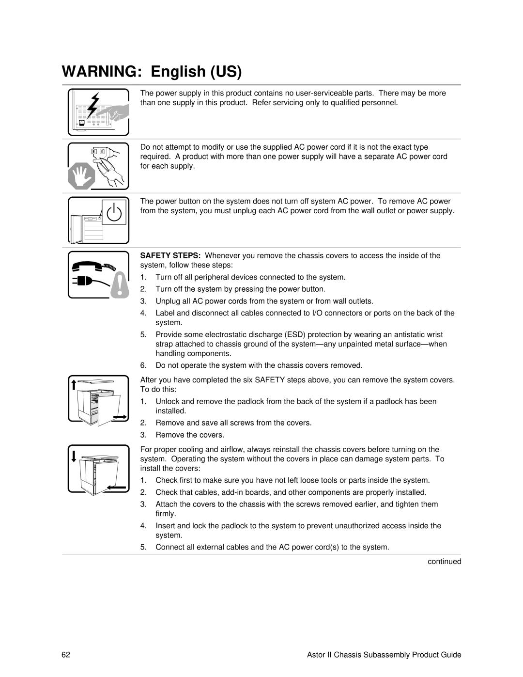 Intel manual Astor II Chassis Subassembly Product Guide 