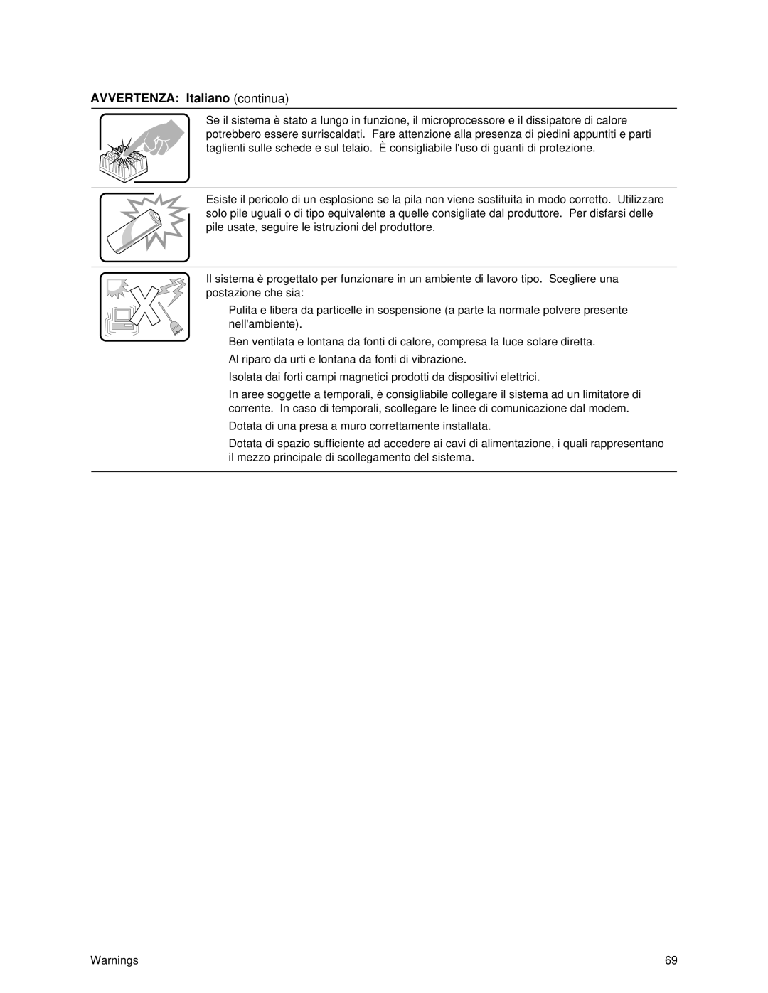 Intel II manual Avvertenza Italiano continua 