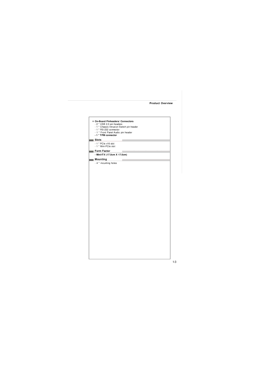 Intel IM-Q35 Series manual Slots, Form Factor, Mounting 