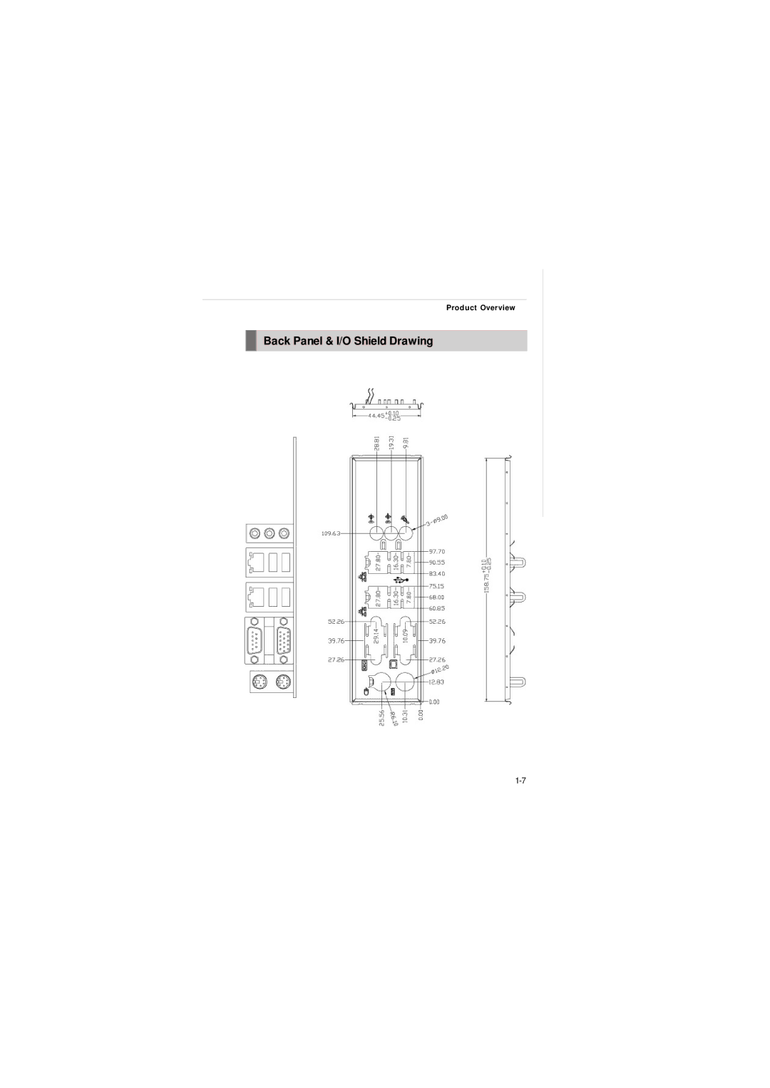 Intel IM-Q35 Series manual Back Panel & I/O Shield Drawing 