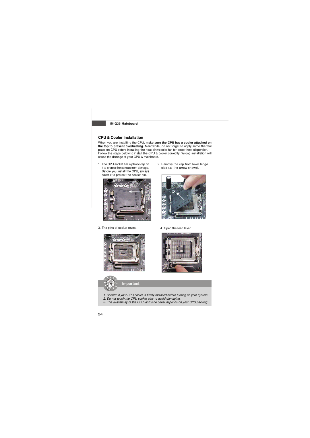 Intel IM-Q35 Series manual CPU & Cooler Installation 