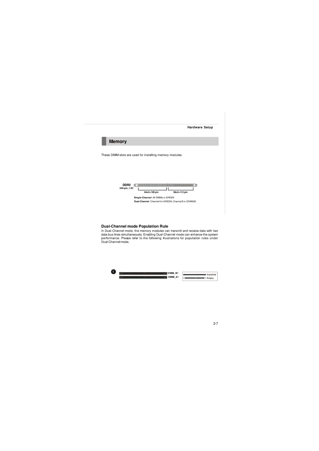 Intel IM-Q35 Series manual Memory, Dual-Channel mode Population Rule, DDR2 