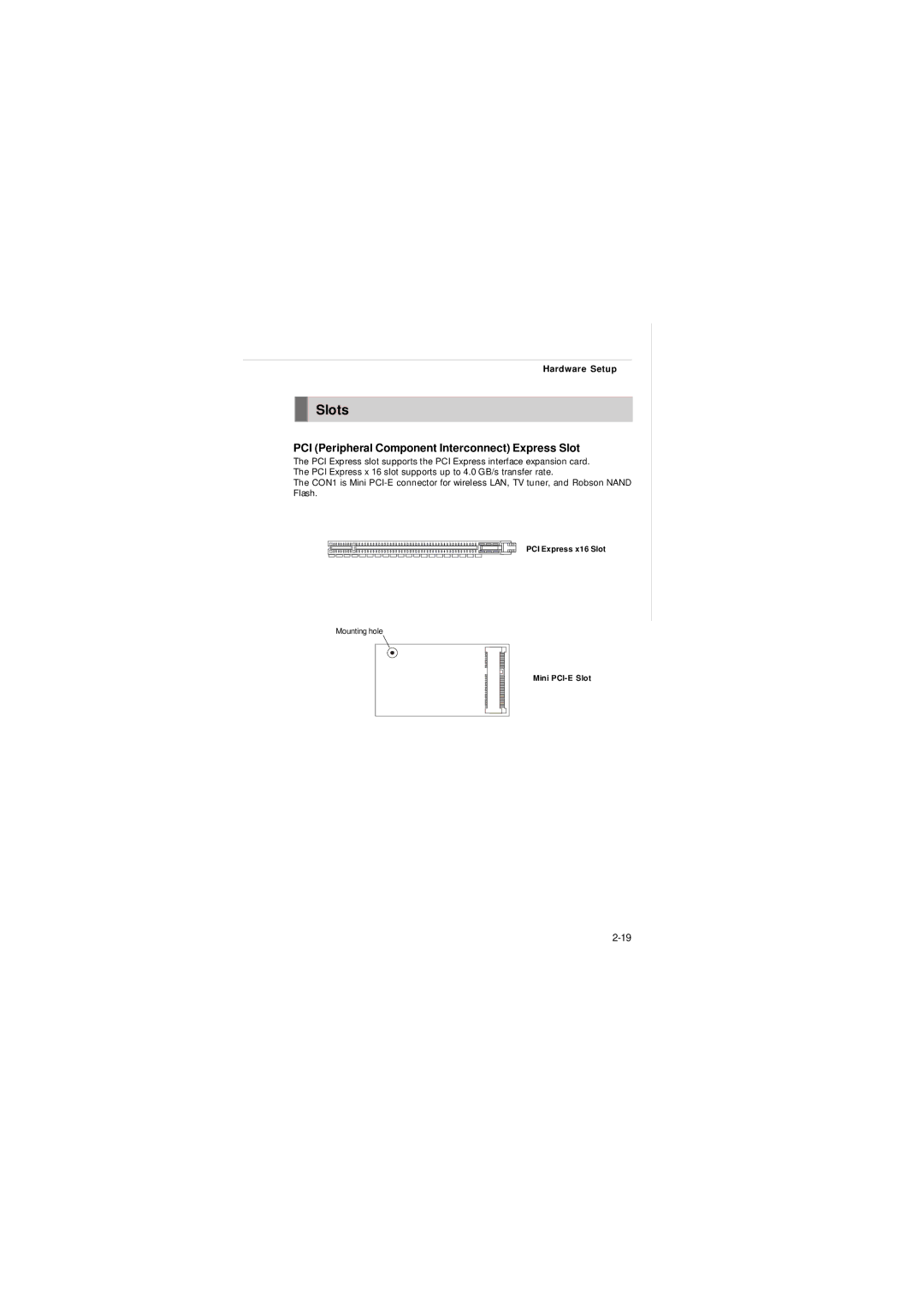 Intel IM-Q35 Series manual Slots, PCI Peripheral Component Interconnect Express Slot 