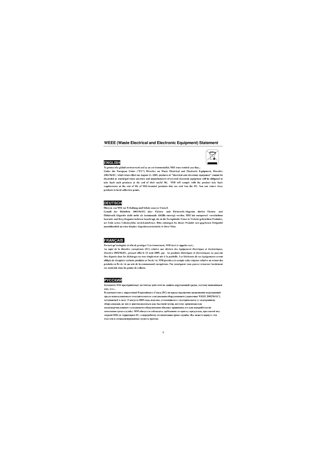 Intel IM-Q35 Series manual Weee Waste Electrical and Electronic Equipment Statement 