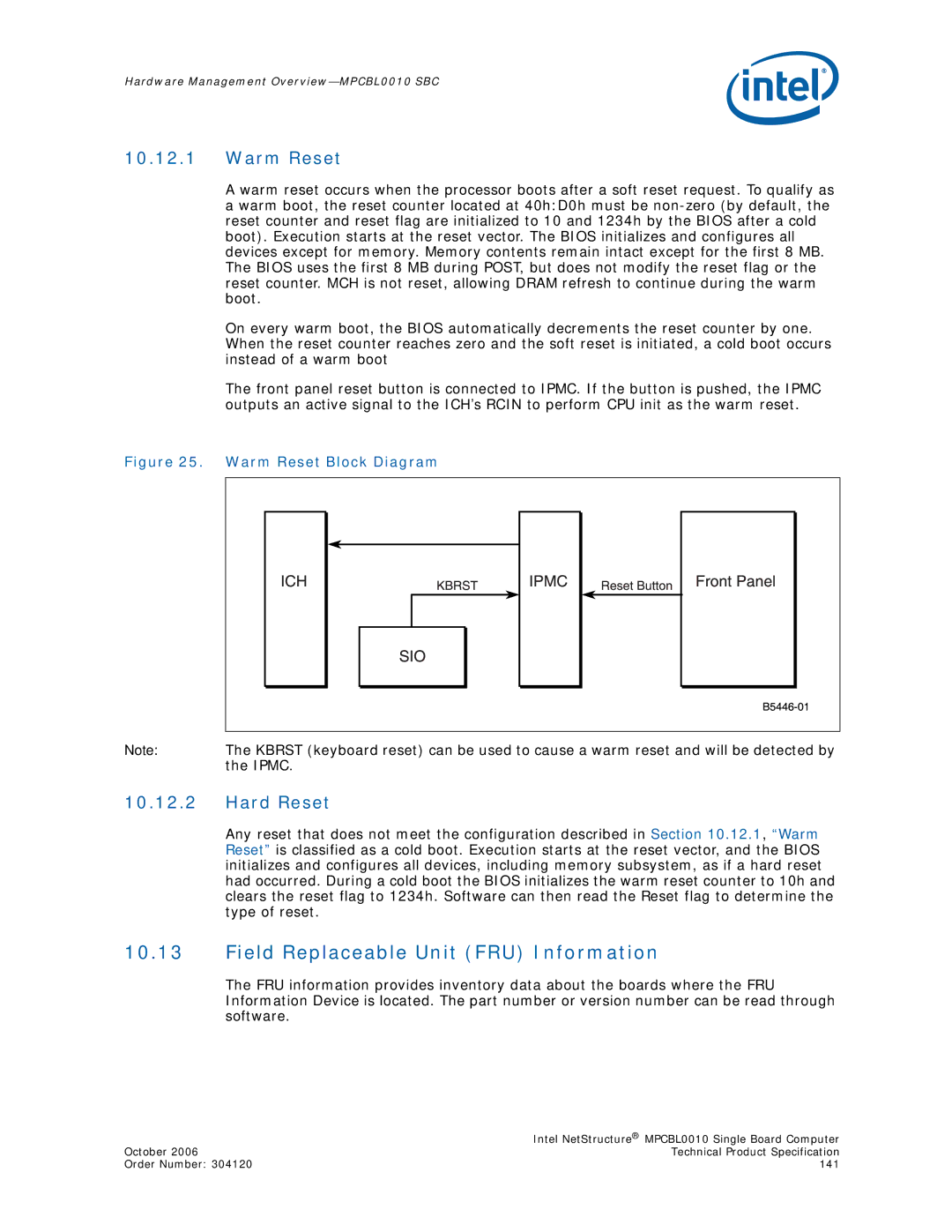 Intel MPCBL0010, Intel NetStructure Single Board Computer manual Warm Reset, Hard Reset 