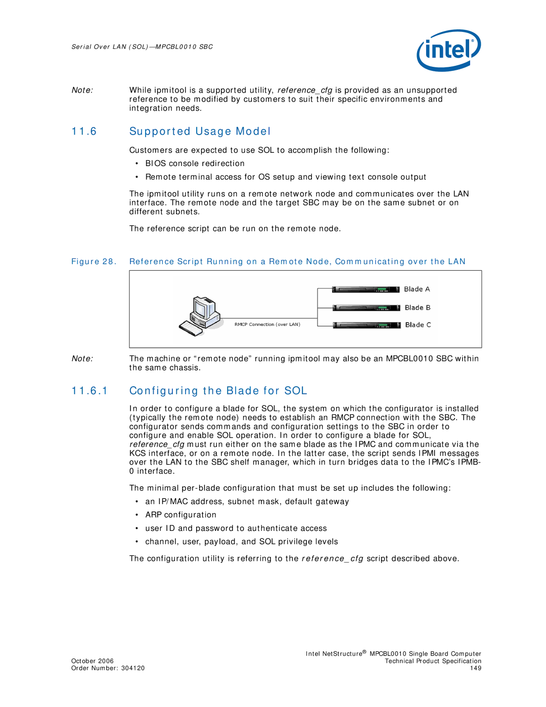 Intel MPCBL0010, Intel NetStructure Single Board Computer manual Supported Usage Model, Configuring the Blade for SOL 