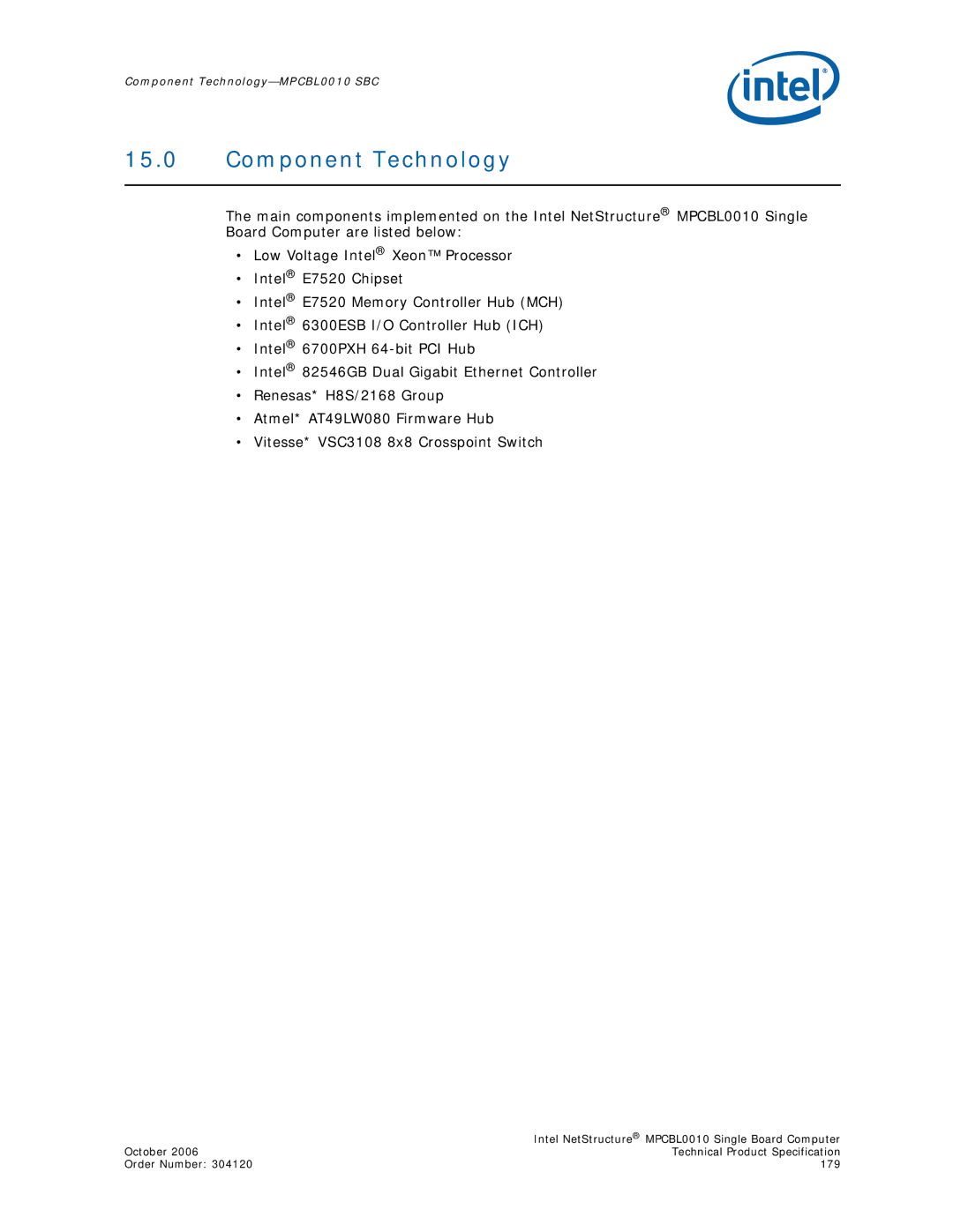 Intel MPCBL0010, Intel NetStructure Single Board Computer manual Component Technology 