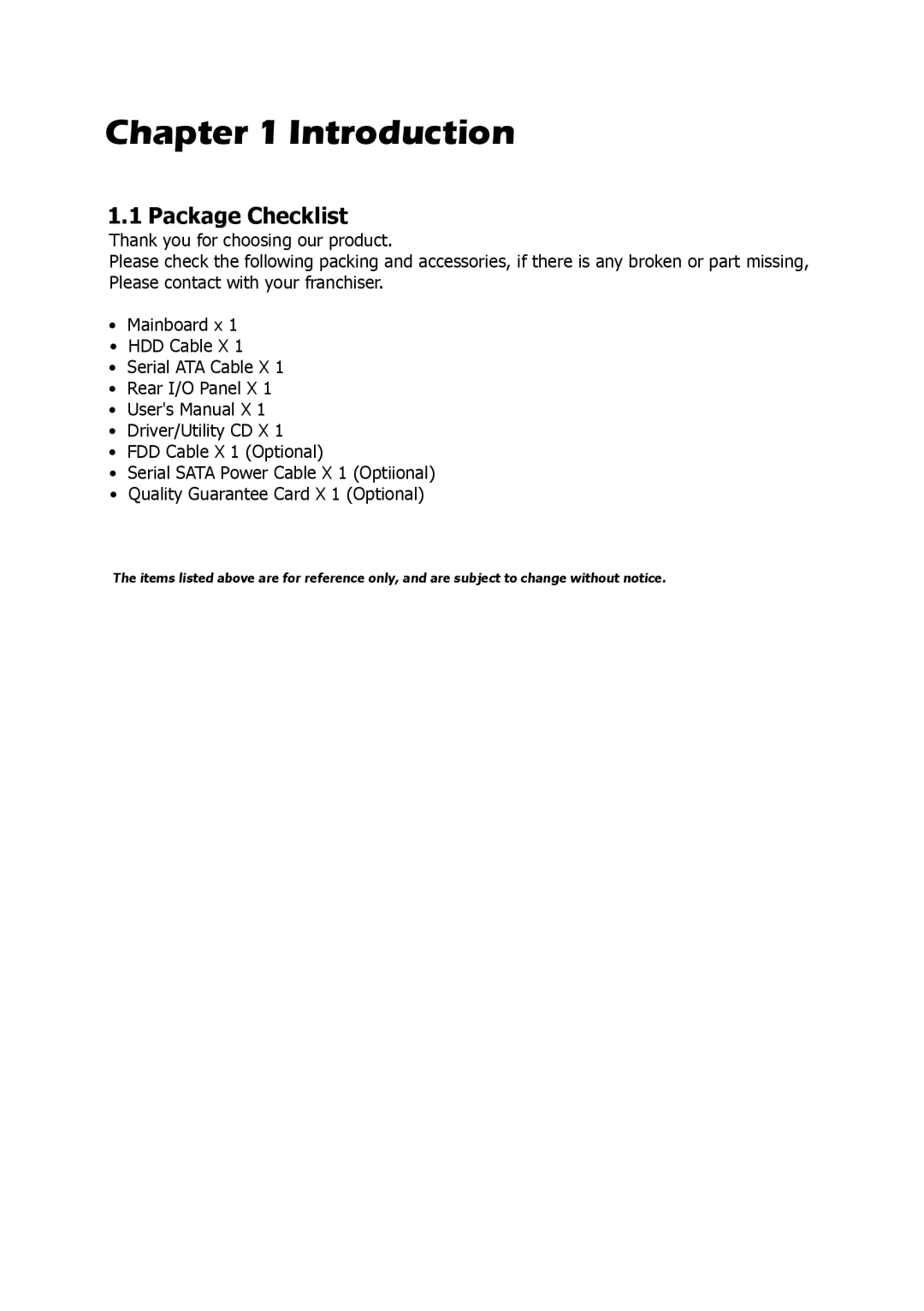 Intel 88ENEP3S00, Intel P35/P31 Socket LGA775 Processor Mainboard user manual Introduction, Package Checklist 