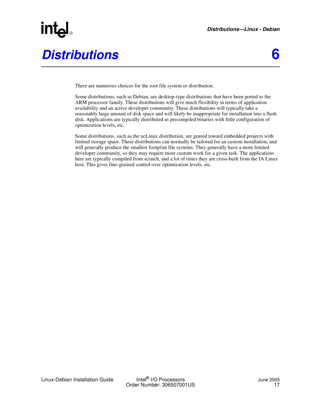 Intel I/O Processor manual Distributions6 