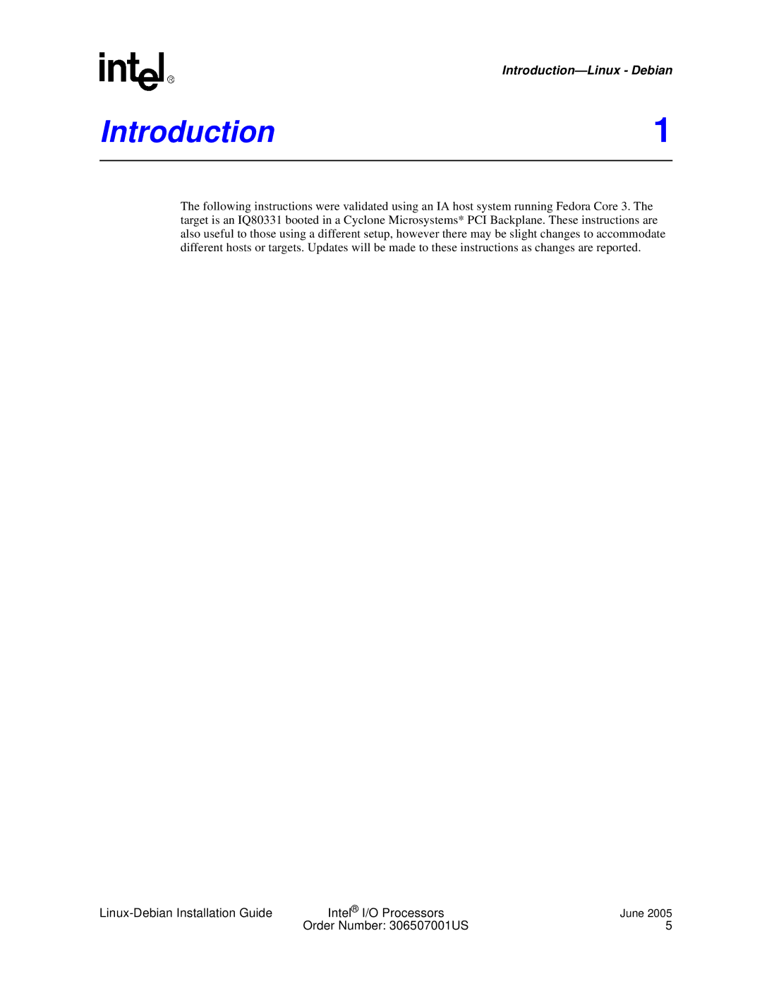 Intel I/O Processor manual Introduction 