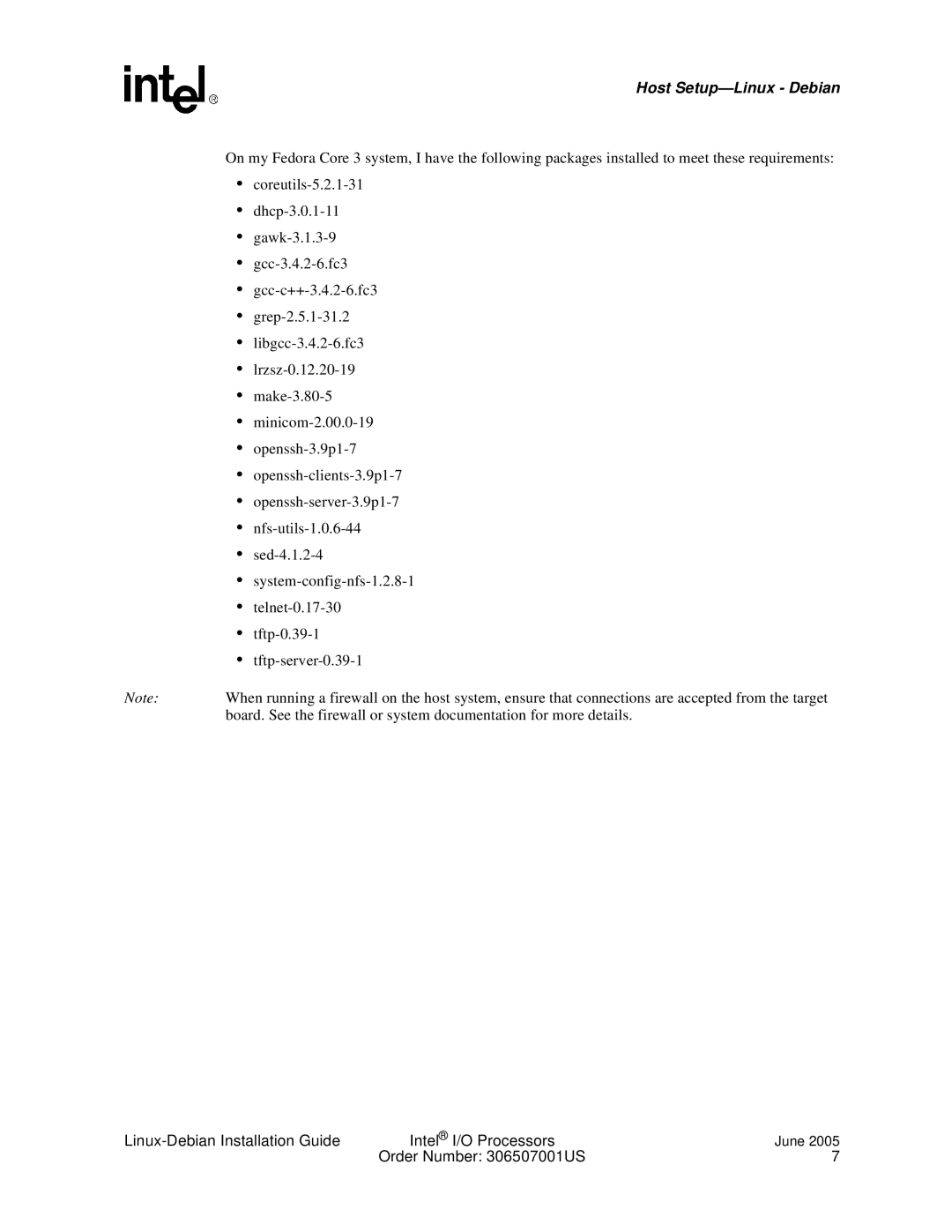 Intel I/O Processor manual Host Setup-Linux Debian 