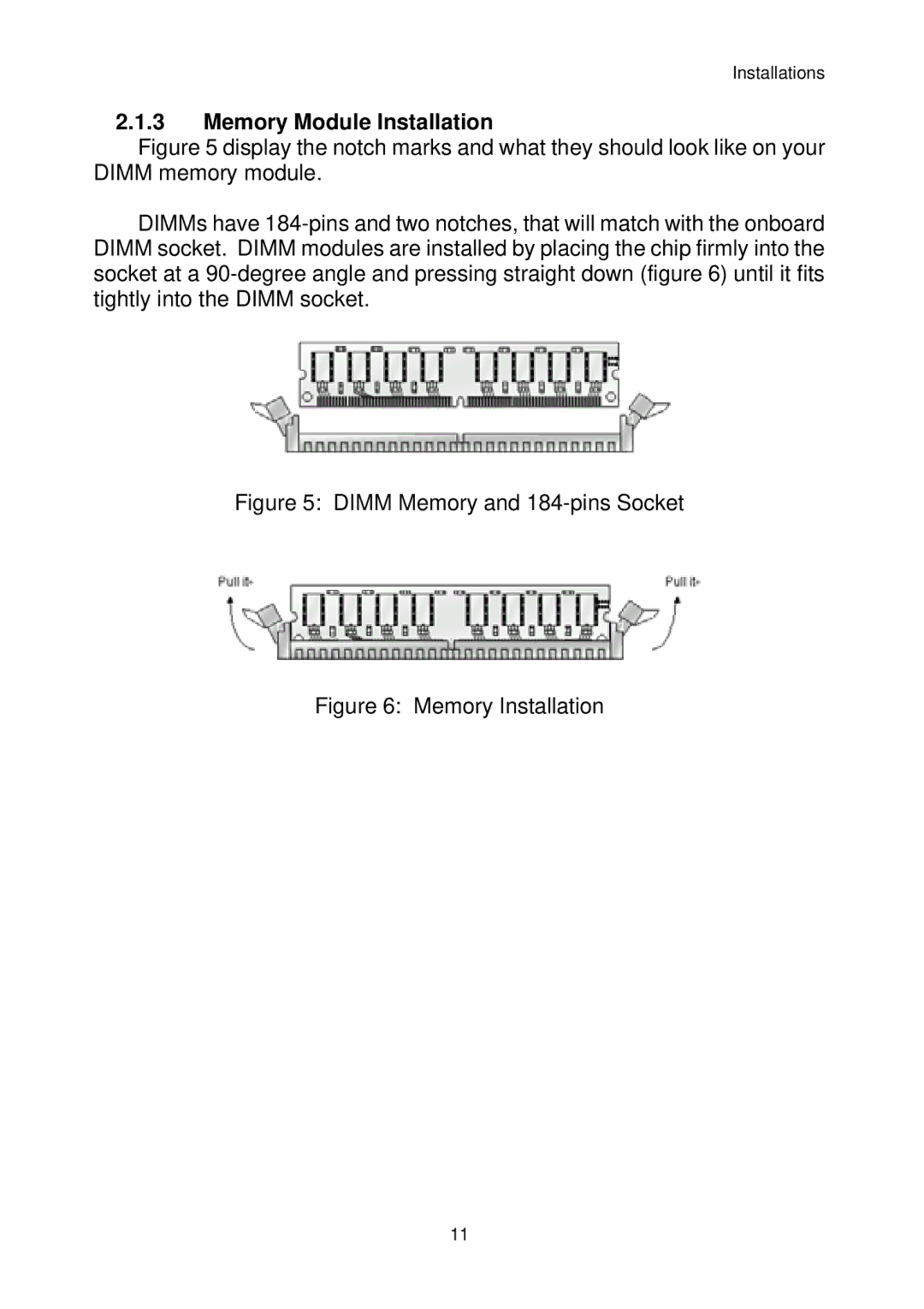 Intel IP-4MTS6B manual Memory Module Installation, Dimm Memory and 184-pins Socket 