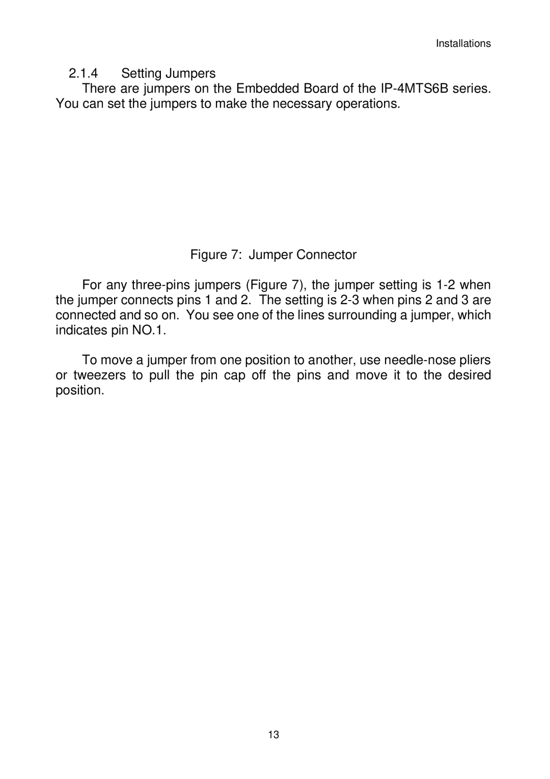 Intel IP-4MTS6B manual Setting Jumpers 