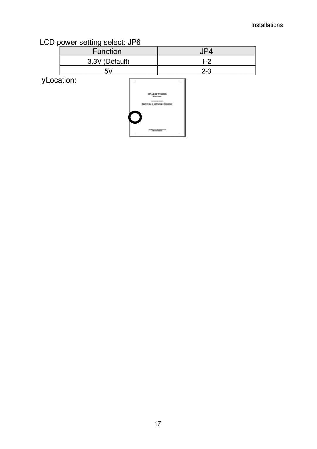 Intel IP-4MTS6B manual  LCD power setting select JP6 Function 