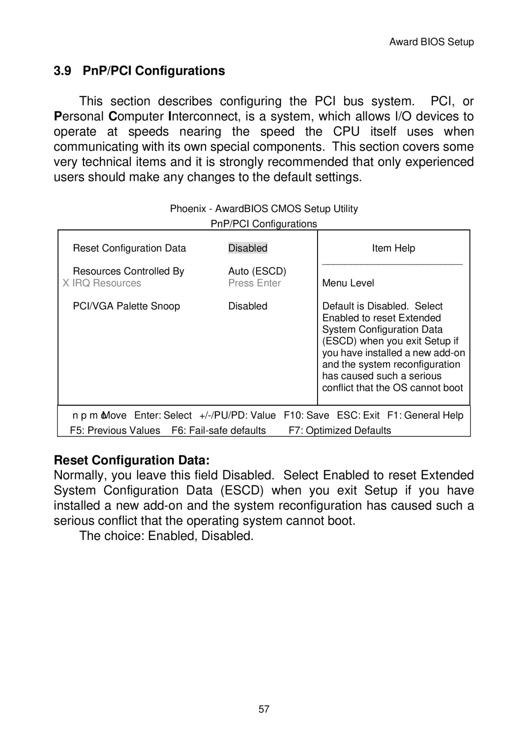 Intel IP-4MTS6B manual PnP/PCI Configurations, Reset Configuration Data 