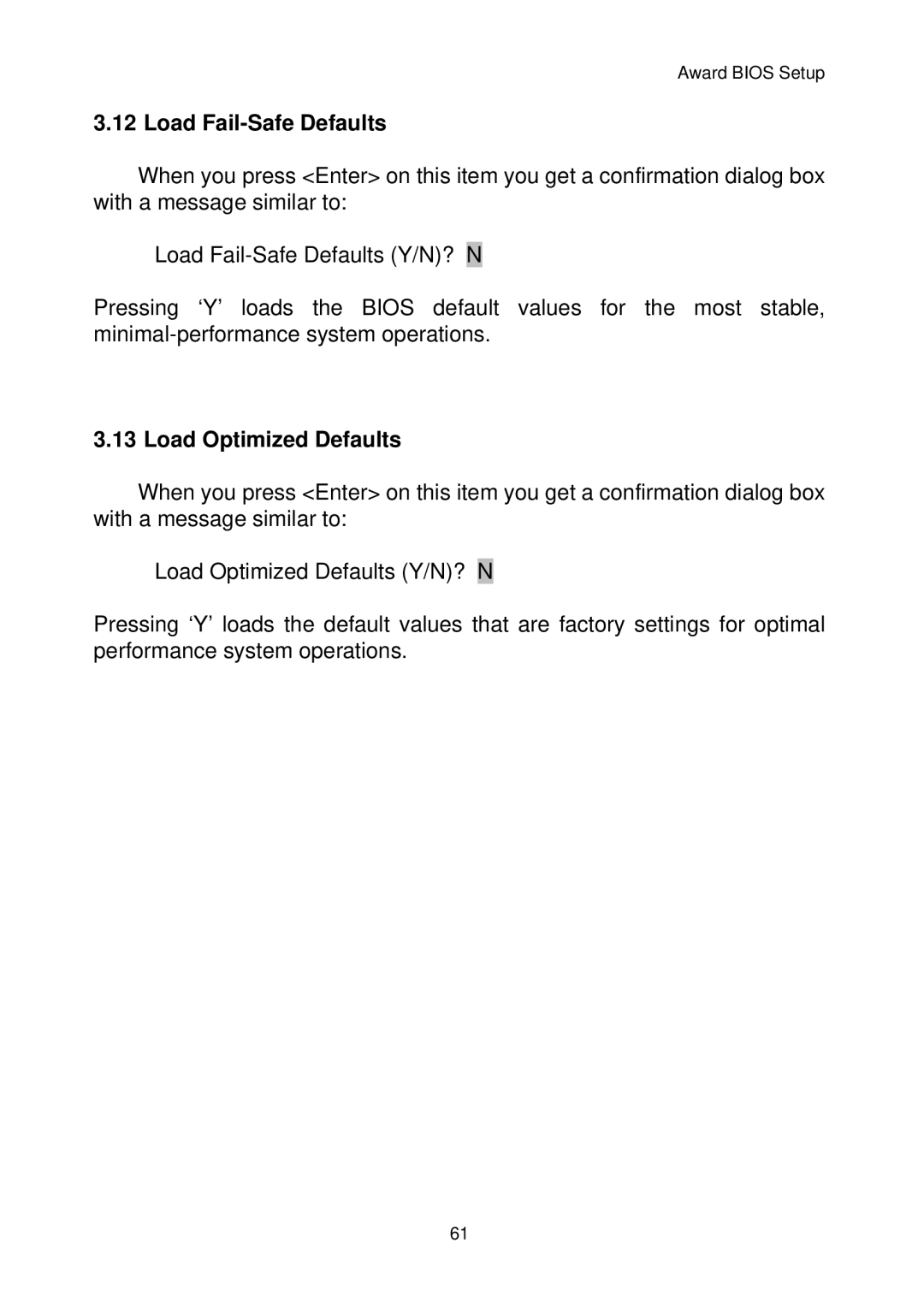 Intel IP-4MTS6B manual Load Fail-Safe Defaults 