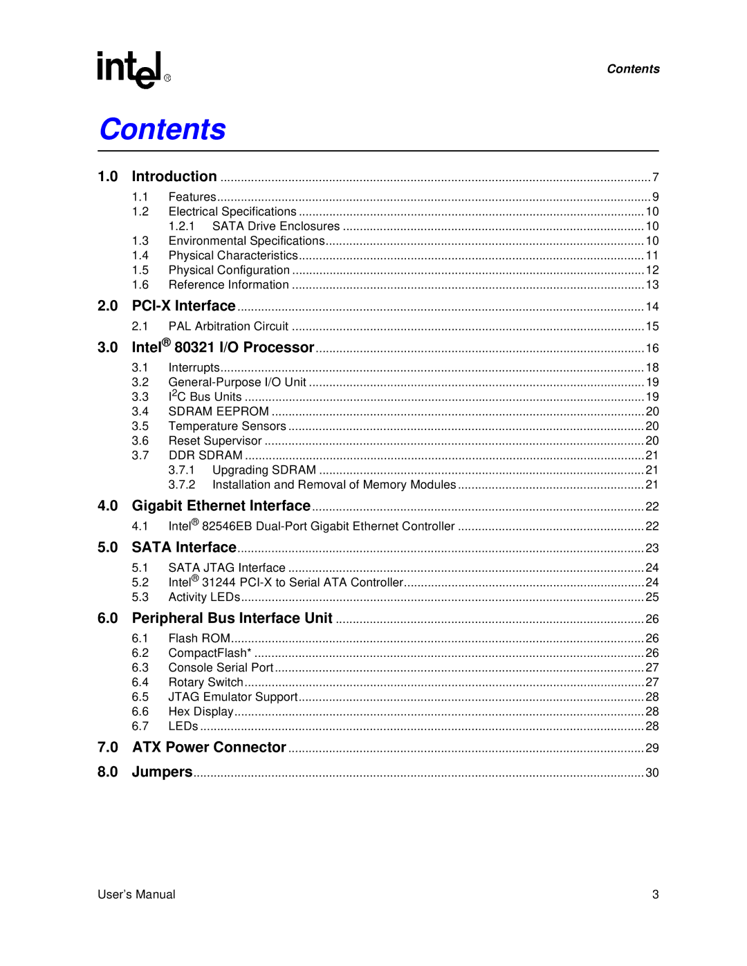 Intel IQ31244 user manual Contents 