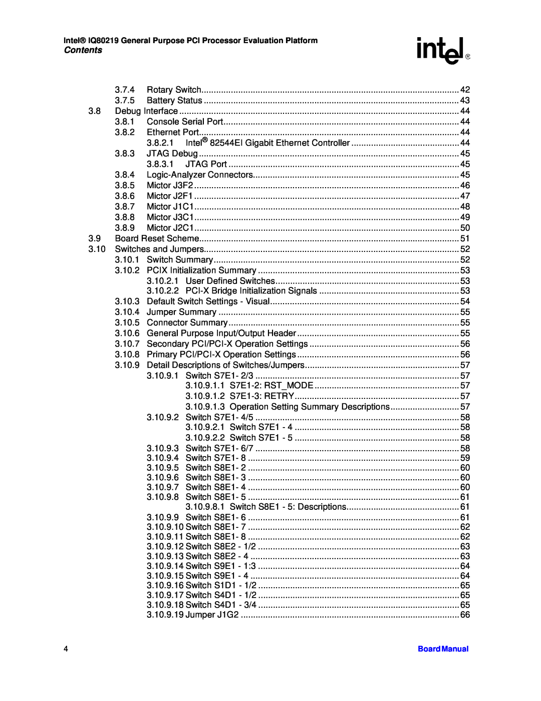 Intel IQ80219 manual Contents, 3.7.4 