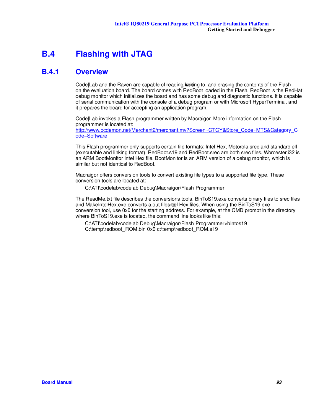 Intel IQ80219 manual Flashing with Jtag, Overview 