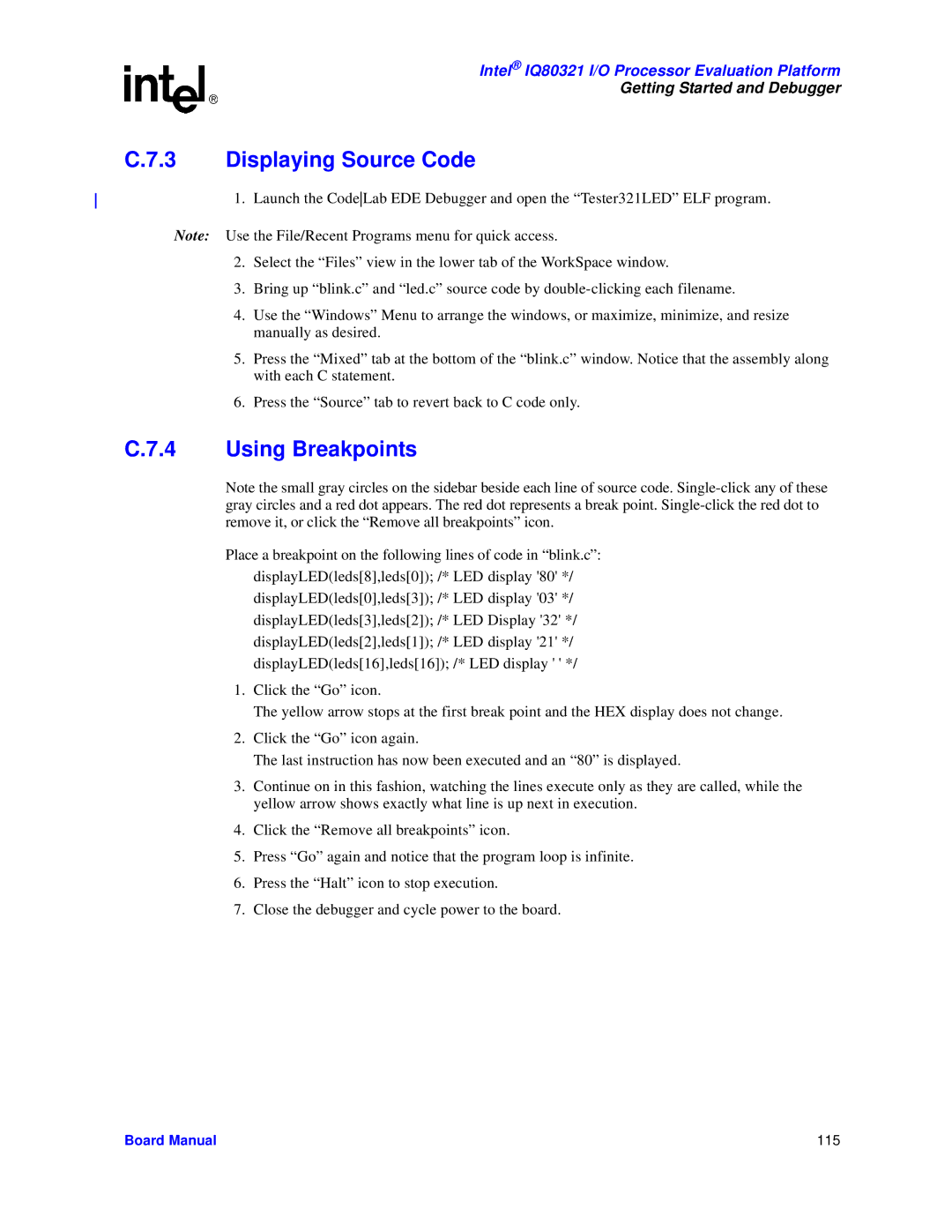 Intel IQ80321 manual Board Manual 115 