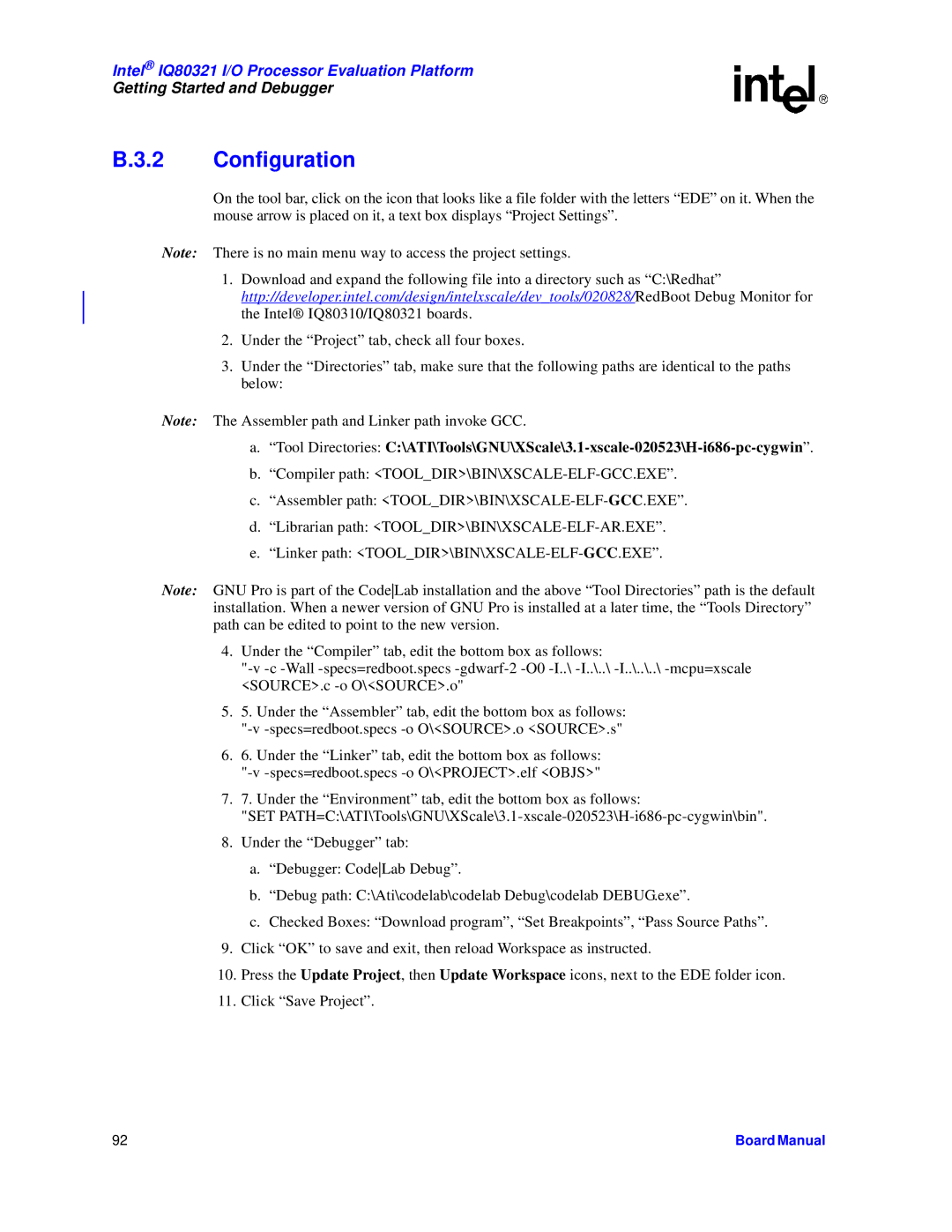 Intel IQ80321 manual Configuration 