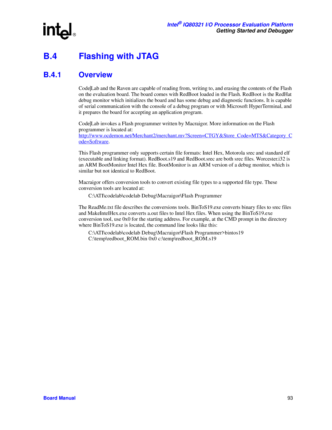 Intel IQ80321 manual Flashing with Jtag, Overview 