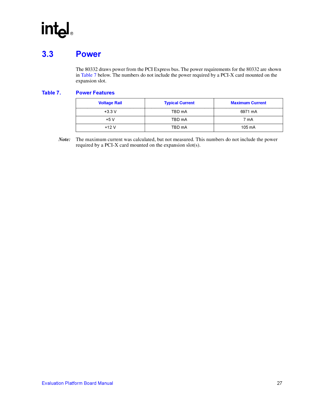 Intel IQ80332 manual Power Features 