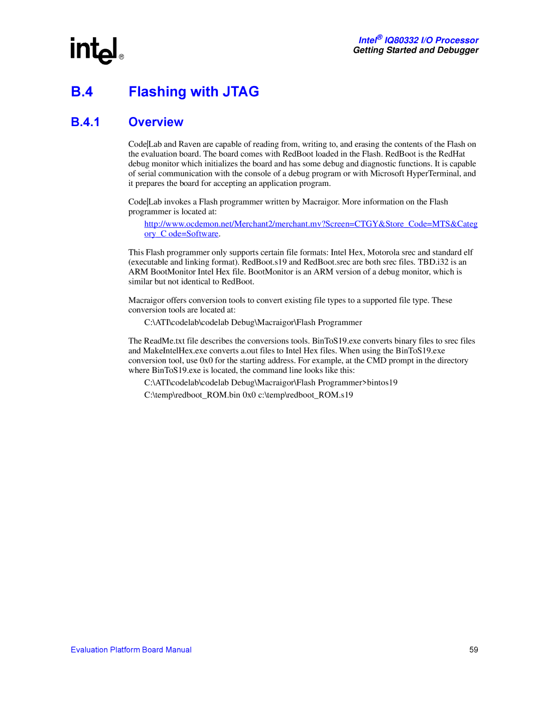 Intel IQ80332 manual Flashing with Jtag, Overview 