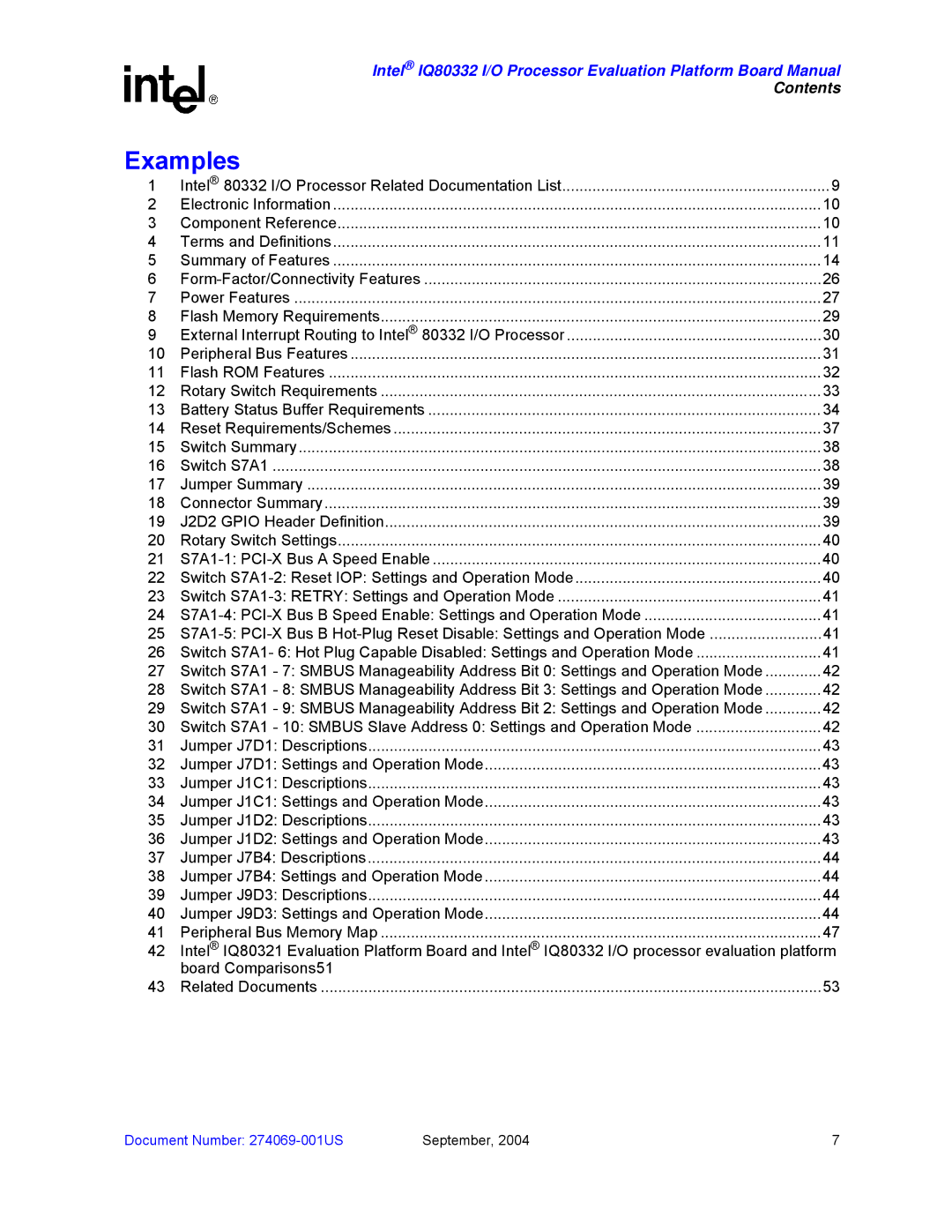 Intel IQ80332 manual Examples 