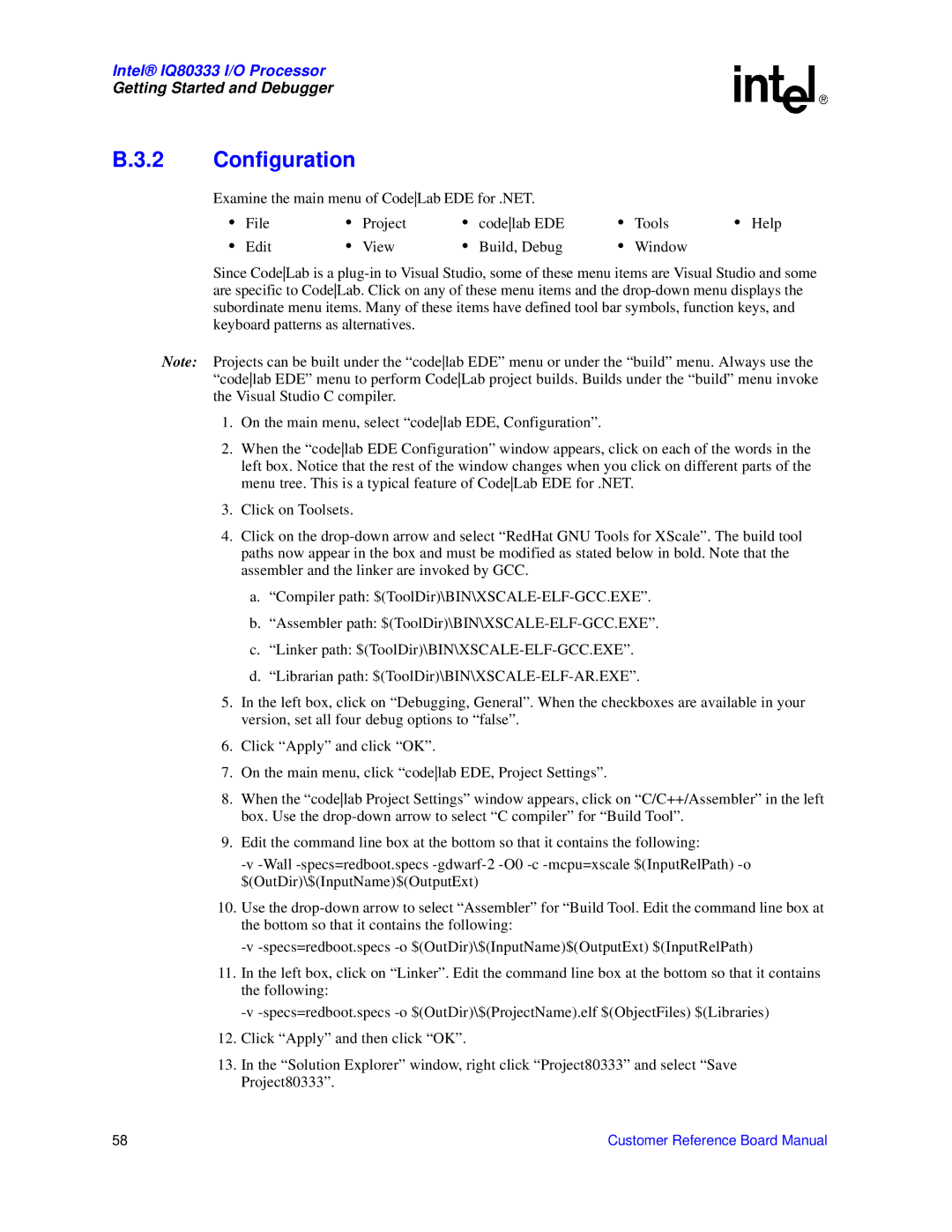 Intel IQ80333 manual Configuration 