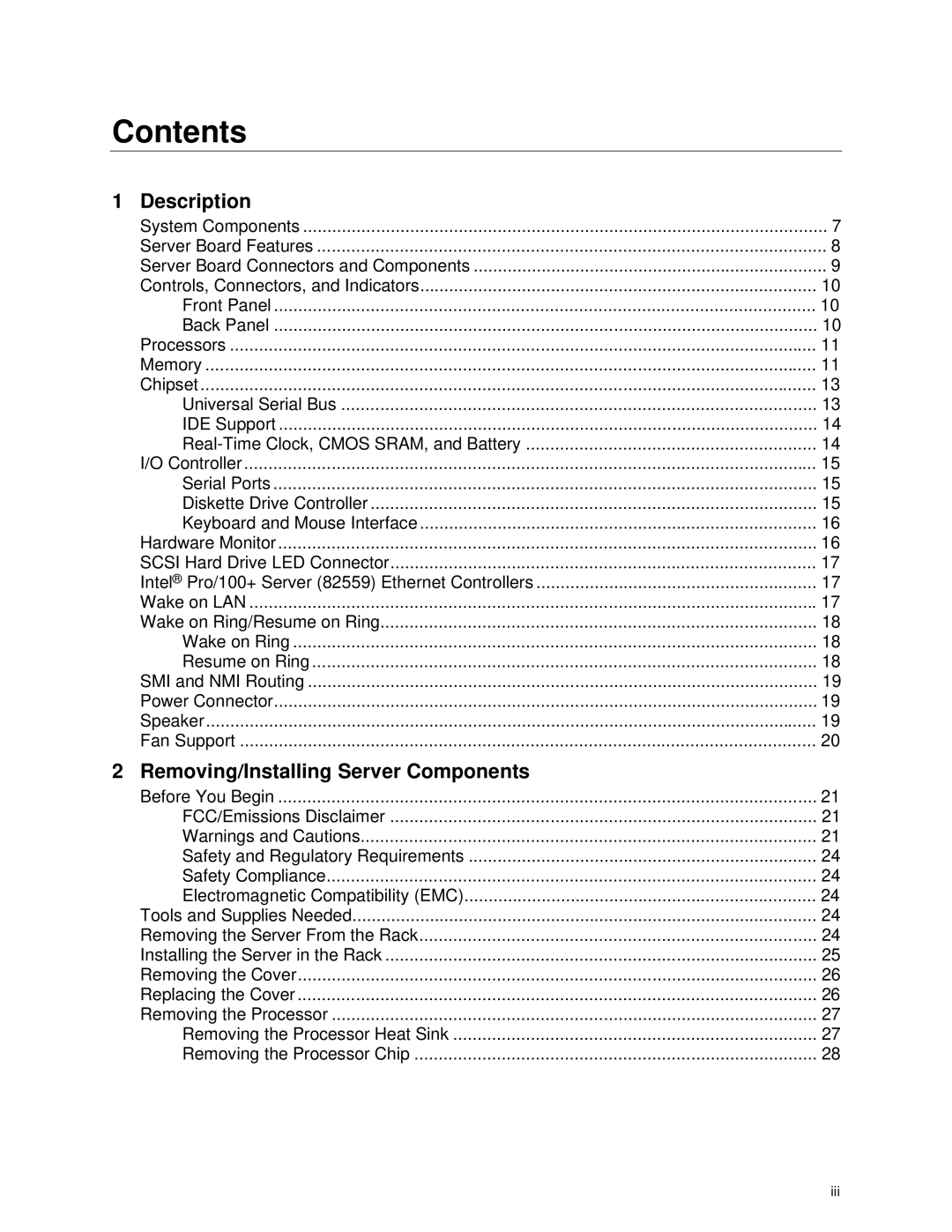 Intel ISP1100 manual Contents 