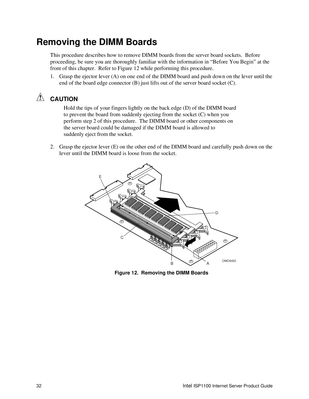 Intel ISP1100 manual Removing the Dimm Boards 