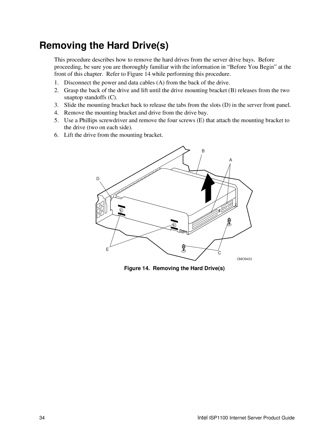 Intel ISP1100 manual Removing the Hard Drives 