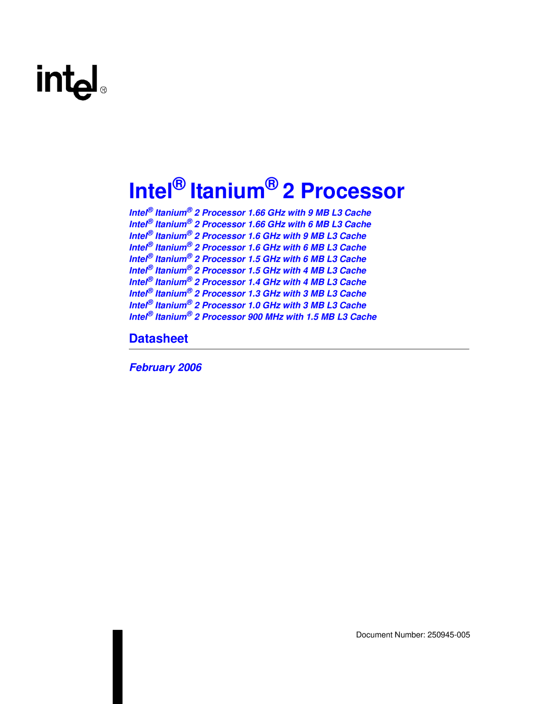 Intel manual Intel Itanium 2 Processor, Datasheet 