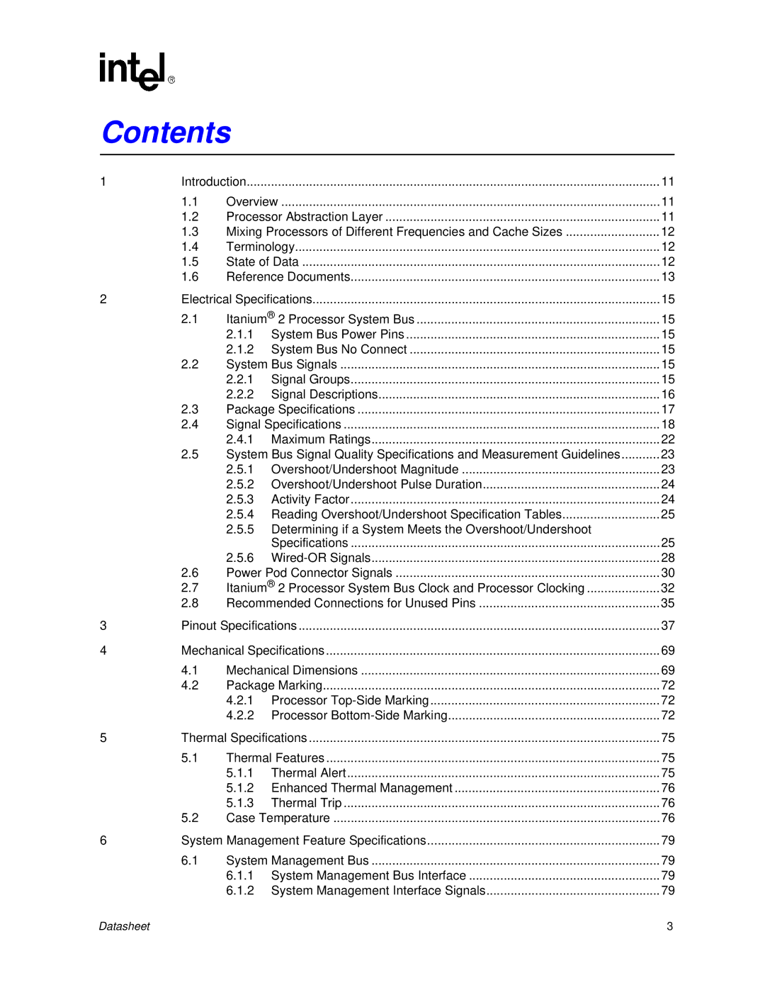 Intel Itanium 2 Processor manual Contents 