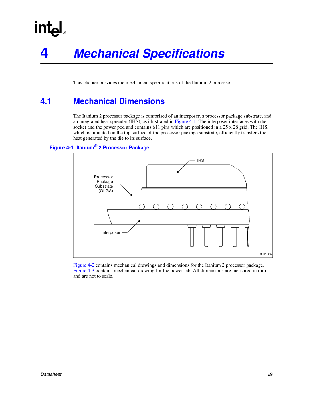 Intel manual Mechanical Dimensions, Itanium 2 Processor Package 