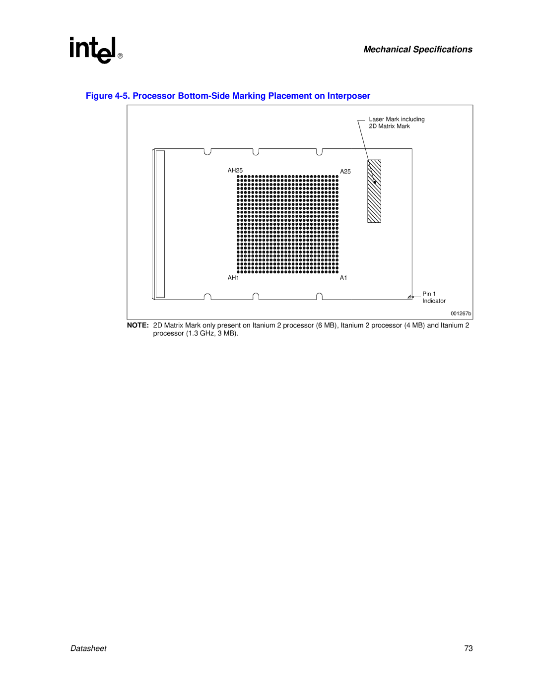 Intel Itanium 2 Processor manual Processor Bottom-Side Marking Placement on Interposer 