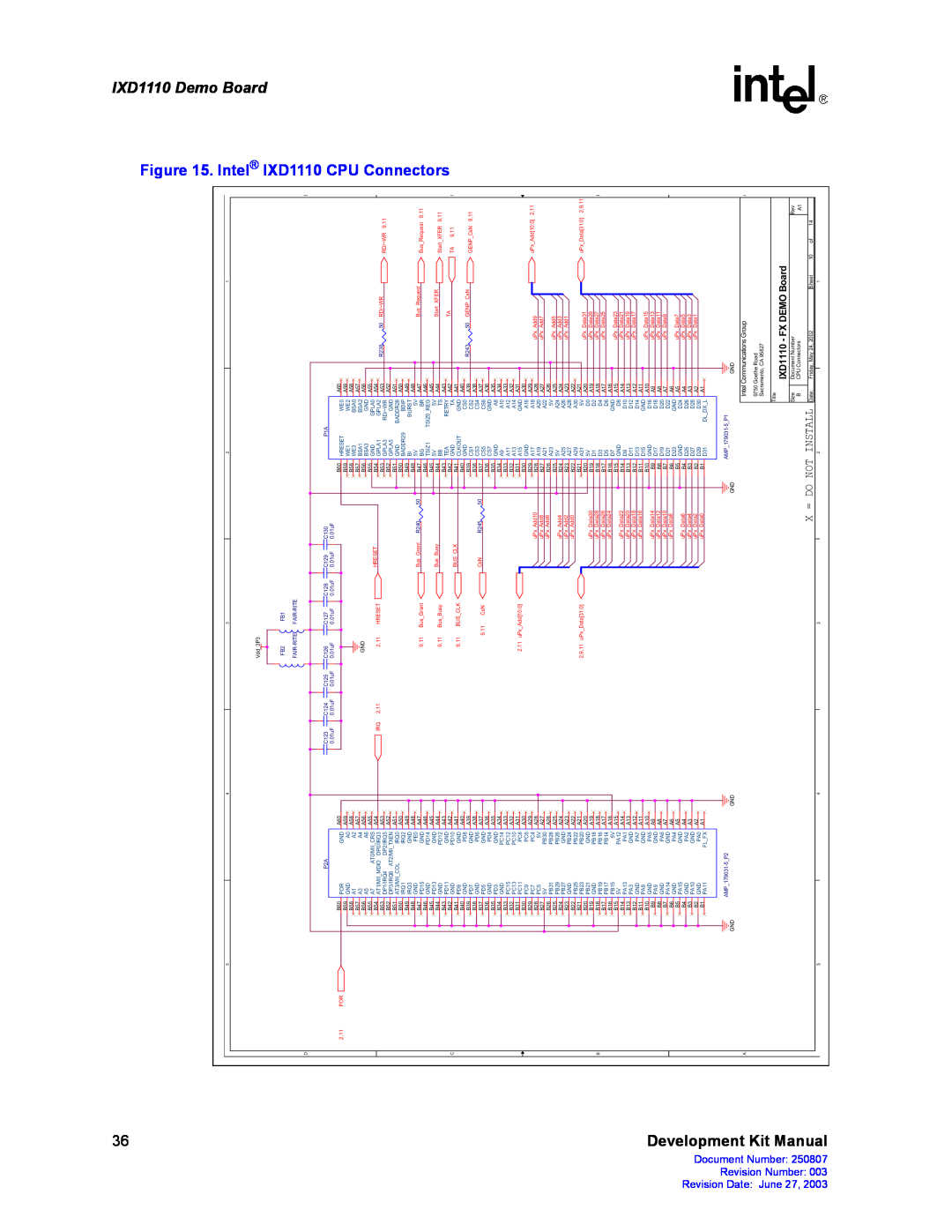 Intel manual Connectors, IXD1110 Demo, Board, Development Kit Manual, Intel, Revision Date June 27, Document Number 