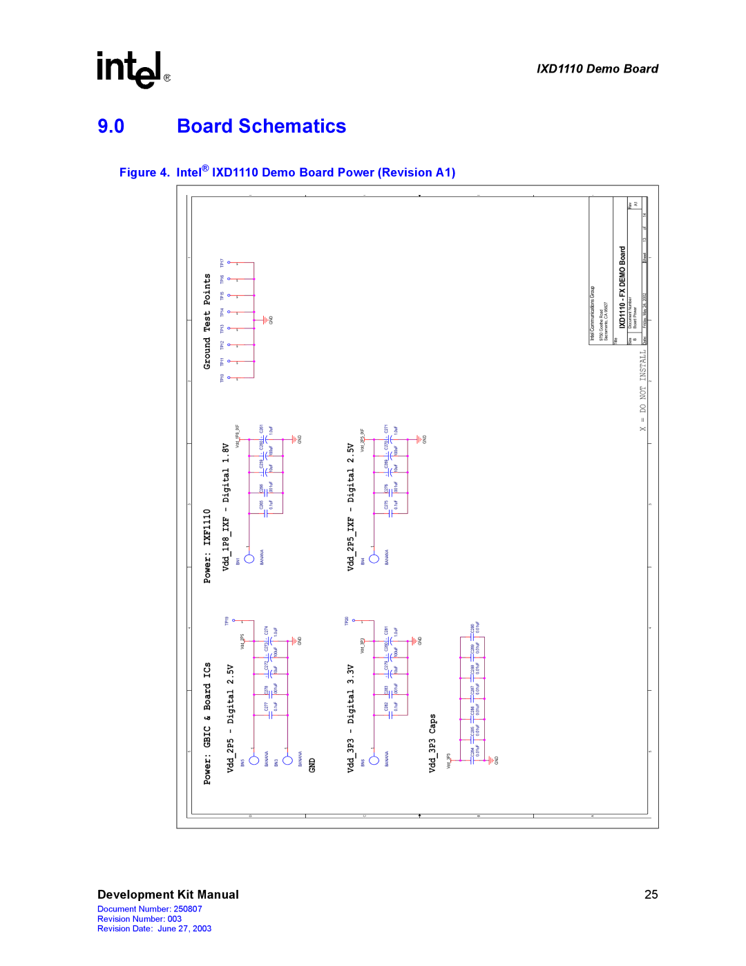 Intel manual Schematics, IXD1110 Demo Board Power Revision A1 