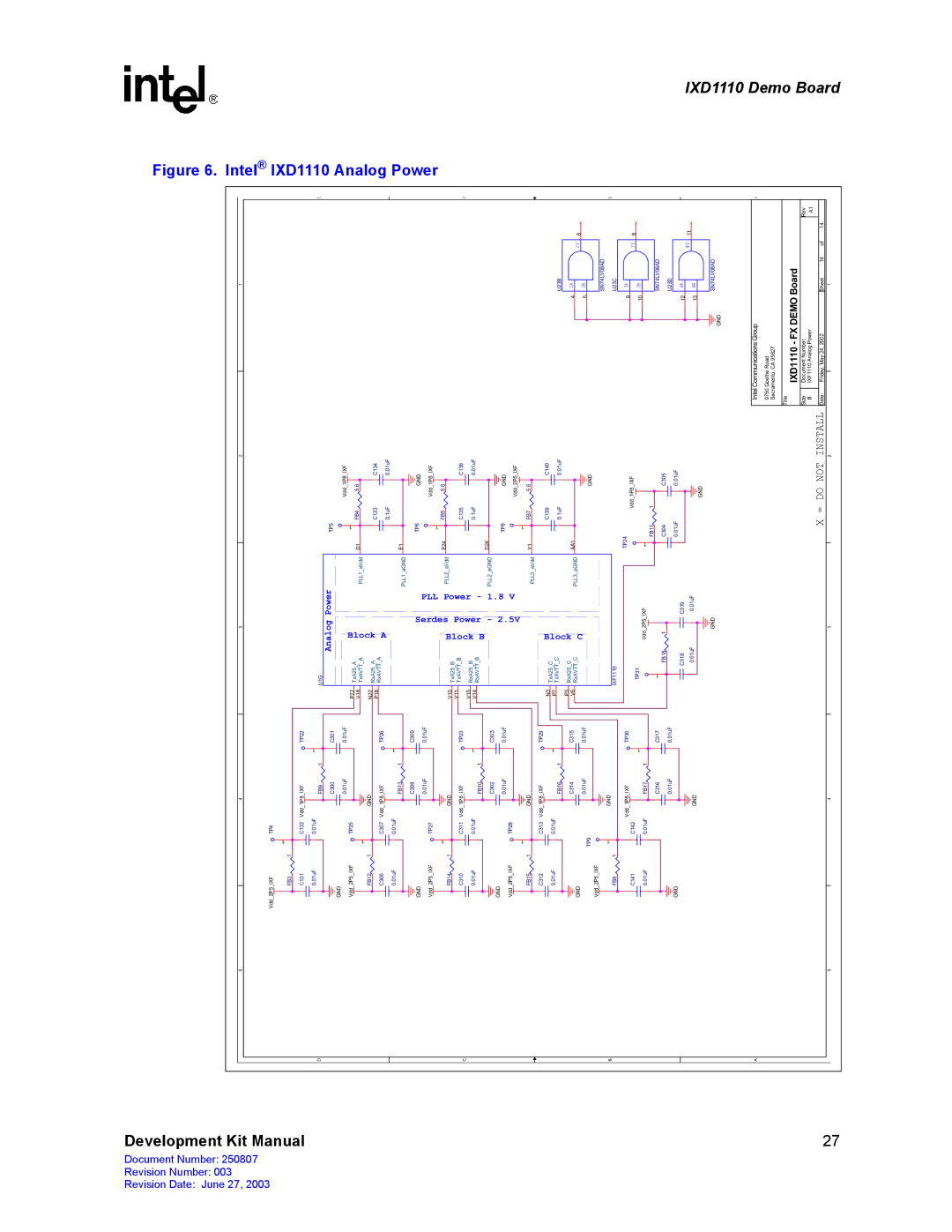 Intel manual Intel IXD1110 Analog Power 