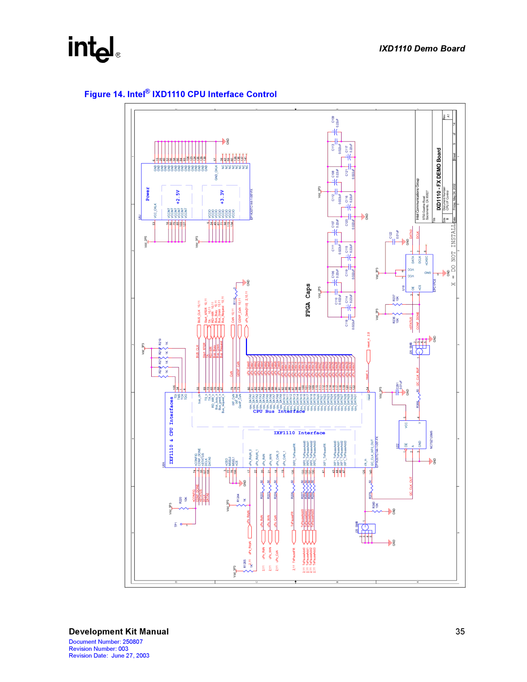 Intel IXD1110 manual Power, IXF1110 & CPU Interfaces, +2.5V, +3.3V 