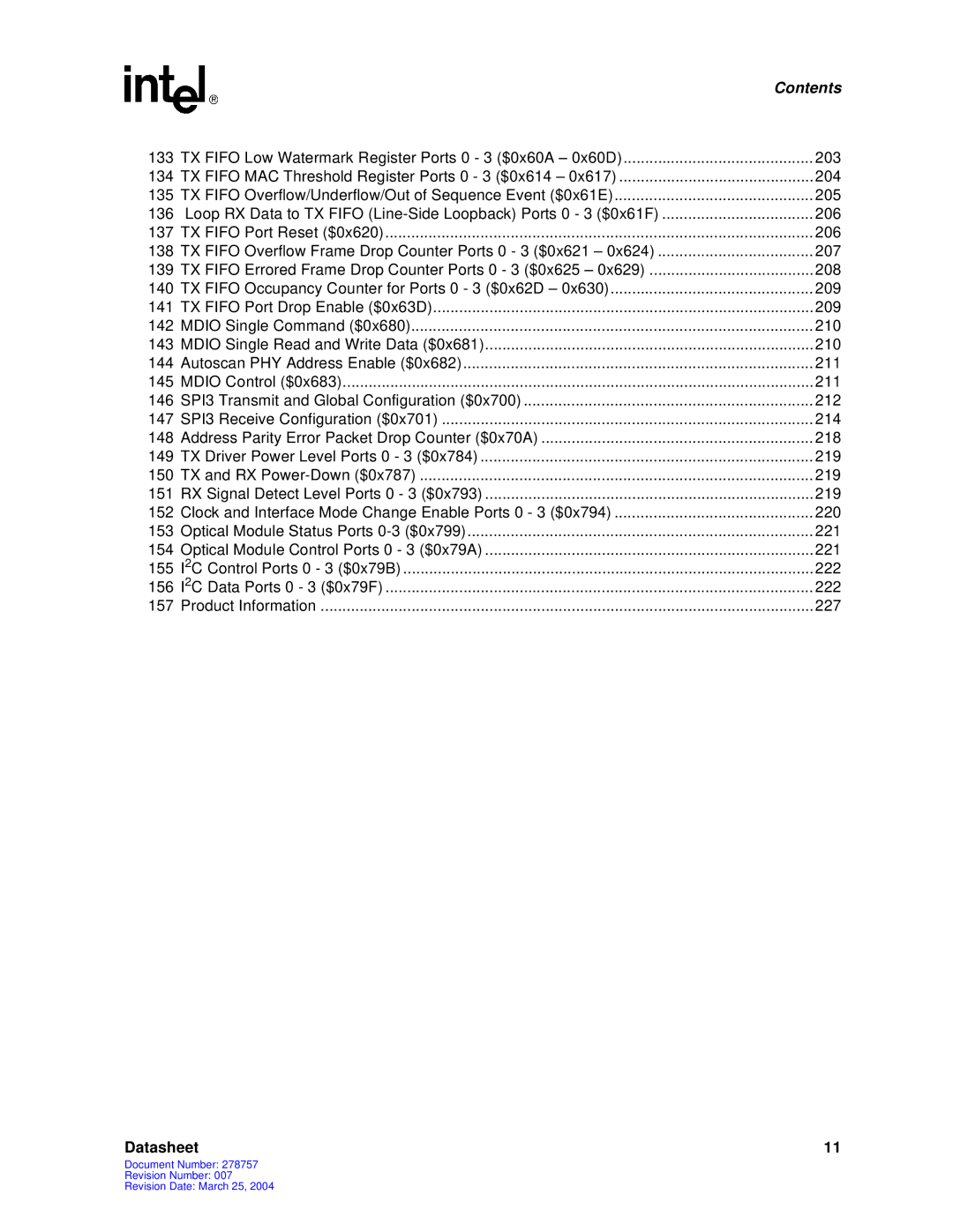 Intel IXF1104 manual 203 